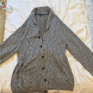 Gray Men's Shawl Collar Cardigan